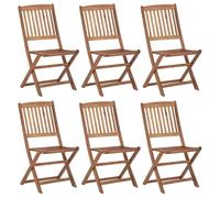 vidaXL Lot de 6 Chaises Pliables de Jardin, Sièges de Terrasse, Chaises de Balcon, Meubles de Patio Extérieur, Bois d'Acacia Solide