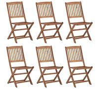 vidaXL Lot de 6 Chaises Pliables d'Extérieur, Sièges de Terrasse, Chaises de Balcon, Meubles de Patio Jardinage, Bois d'Acacia Solide