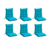 vidaXL Lot de 6 Coussins de Chaise à Dossier Bas, Galette de Siège Imperméable, Coussin d'Extérieur Anti-Glissement Jardin Terrasse, Turquoise