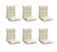 vidaXL Lot de 6 Coussins de Chaise à Dossier Bas, Galette de Siège Imperméable, Coussin d'Extérieur Anti-Glissement Jardin Terrasse, Crème Tissu Oxford
