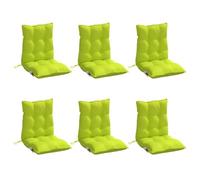 vidaXL Lot de 6 Coussins de Chaise à Dossier Bas, Galette de Siège Imperméable, Coussin d'Extérieur Anti-Glissement Jardin Terrasse, Vert Vif