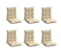 vidaXL Lot de 6 Coussins de Chaise à Dossier Bas, Galette de Siège Imperméable, Coussin d'Extérieur Anti-Glissement Jardin Terrasse, Beige Tissu Oxford