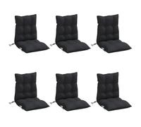 vidaXL Lot de 6 Coussins de Chaise à Dossier Bas, Galette de Siège Imperméable, Coussin d'Extérieur Anti-Glissement Jardin Terrasse, Noir Tissu Oxford