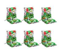 vidaXL Lot de 6 Coussins de Chaise à Dossier Bas, Galette de Siège Imperméable, Coussin d'Extérieur Anti-Glissement Jardin Terrasse, Multicolore