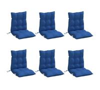 vidaXL Lot de 6 Coussins de Chaise à Dossier Bas, Galette de Siège Imperméable, Coussin d'Extérieur Anti-Glissement Jardin Terrasse, Bleu Royal