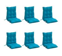 Vidaxl Coussins De Chaise À Dossier Bas Lot De 6 Bleu Clair
