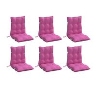 vidaXL Lot de 6 coussins de chaise à dossier bas – Galette de siège imperméable anti-glisse – Rose