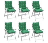 vidaXL Lot de 6 coussins de chaise à dossier bas 377688 – Galettes imperméables anti-glisse Vert