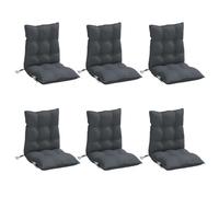 vidaXL Lot de 6 Coussins de Chaise à Dossier Bas, Galette de Siège Imperméable, Coussin d'Extérieur Anti-Glissement Jardin Terrasse, Anthracite