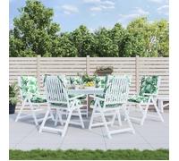 vidaXL Lot de 6 Coussins de Chaise à Dossier Bas, Galette de Siège Imperméable, Coussin d'Extérieur Anti-Glissement Jardin Terrasse, Modèle de Feuille