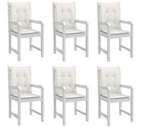 vidaXL Coussins de chaise à dossier bas lot de 6 crème mélangé tissu