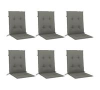 vidaXL Lot de 6 Coussins de Chaise à Dossier Bas, Oreillers de Balcon, Coussins de Sièges Patio Jardin Terrasse Extérieur, Gris Foncé Mélangé