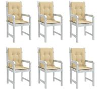 vidaXL Lot de 6 Coussins de Chaise à Dossier Bas, Oreillers de Balcon, Coussins de Sièges Patio Jardin Terrasse Extérieur, Beige Mélangé Tissu Beige