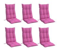vidaXL Lot de 6 Coussins de Chaise à Dossier Haut, Galette de Siège Imperméable, Coussin d'Extérieur Anti-Glissement Jardin Terrasse, Rose Tissu Oxford