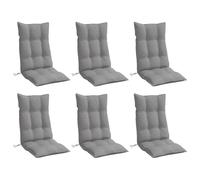 vidaXL Lot de 6 Coussins de Chaise à Dossier Haut, Galette de Siège Imperméable, Coussin d'Extérieur Anti-Glissement Jardin Terrasse, Gris Tissu Oxford