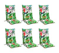 vidaXL Lot de 6 Coussins de Chaise à Dossier Haut, Galette de Siège Imperméable, Coussin d'Extérieur Anti-Glissement Jardin Terrasse, Multicolore