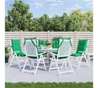 vidaXL Lot de 6 coussins de chaise à dossier haut – imperméables, antidérapants, vert, tissu Oxford