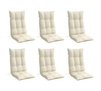 vidaXL Lot de 6 Coussins de Chaise à Dossier Haut, Galette de Siège Imperméable, Coussin d'Extérieur Anti-glissement Jardin 377610 Blanc G