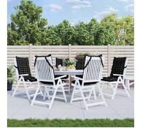 vidaXL – Lot de 6 coussins de chaise à dossier haut – Imperméable, anti-glissement, carreaux noir