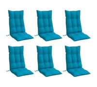 vidaXL Lot de 6 Coussins de Chaise à Dossier Haut, Galette de Siège Imperméable, Coussin d'Extérieur Anti-Glissement Jardin Terrasse, Bleu Clair