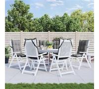 vidaXL Lot de 6 Coussins de Chaise à Dossier Haut, Galette de Siège Imperméable, Coussin d'Extérieur Anti-glissement Jardin 377607 Blanc G