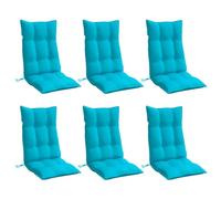 vidaXL Lot de 6 Coussins de Chaise à Dossier Haut, Galette de Siège Imperméable, Coussin d'Extérieur Anti-Glissement Jardin Terrasse, Turquoise