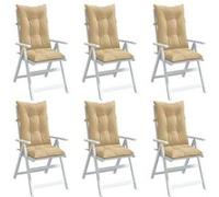 vidaXL Lot de 6 Coussins de Chaise à Dossier Haut, Oreillers de Balcon, Coussins de Sièges Patio Jardin Terrasse Extérieur, 4002357 Marron G