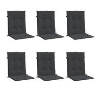 vidaXL Lot de 6 Coussins de Chaise de Jardin à Dossier Bas, Coussins de Siège de Patio, Coussins de Canapé de Jardin, Coussins d'Assise Extérieur, Noir