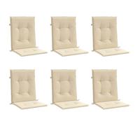 vidaXL Lot de 6 Coussins de Chaise de Jardin à Dossier Bas, Coussins de Siège de Patio, Coussins de Canapé de Jardin, Coussins d'Assise Extérieur, Beige