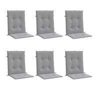 vidaXL Lot de 6 Coussins de Chaise de Jardin à Dossier Bas, Coussins de Siège de Patio, Coussins de Canapé de Jardin, Coussins d'Assise Extérieur, Gris