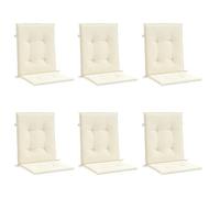 vidaXL Lot de 6 Coussins de Chaise de Jardin à Dossier Bas, Coussins de Siège de Patio, Coussins de Canapé de Jardin, Coussins d'Assise Extérieur, Crème