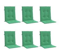 vidaXL Lot de 6 Coussins de Chaise de Jardin à Dossier Bas, Coussins de Siège de Patio, Coussins de Canapé de Jardin, Coussins d'Assise Extérieur, Vert