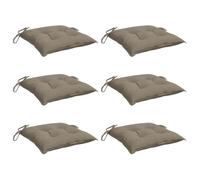 vidaXL Lot de 6 Coussins de Chaise, Galette de Siège avec Jeux de Cordes, Coussin d'Extérieur Imperméable, Taupe 40x40x7 cm Tissu Oxford