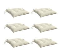 vidaXL Lot de 6 coussins de chaise Galette imperméable avec cordons Oxford Blanc crème 40x40x7 cm