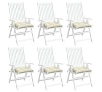 vidaXL Lot de 6 Coussins de Chaise, Galette de Siège avec Jeux de Cordes, Coussin d'Extérieur Imperméable, Blanc Crème 50x50x7 cm Tissu Oxford