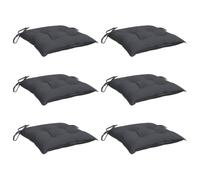 vidaXL Lot de 6 Coussins de Chaise, Galette de Siège avec Jeux de Cordes, Coussin d'Extérieur Imperméable, Anthracite 50x50x7 cm Tissu Oxford