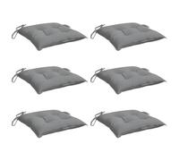 vidaXL Lot de 6 Coussins de Chaise, Galette de Siège avec Jeux de Cordes, Coussin d'Extérieur Imperméable, Gris 40x40x7 cm Tissu Oxford