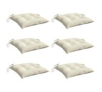 vidaXL Lot de 6 Coussins de Chaise, Galette de Siège avec Jeux de Cordes, Coussin d'Extérieur Imperméable, Blanc Crème 50x50x7 cm Tissu Oxford