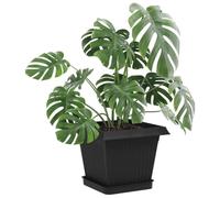 vidaXL Lot de 6 pots de fleurs noirs 20 x 20 x 16 cm en plastique, pour balcon, carré, moderne, durable, léger, pour espaces extérieurs, facile à installer et à entretenir, design élégant