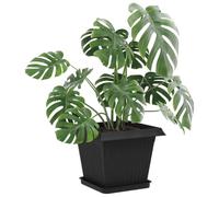 vidaXL Lot de 6 pots de fleurs noirs 33 x 33 x 26 cm en plastique, pour balcon, carré, moderne, durable, léger, pour espaces extérieurs, facile à installer et à entretenir, design élégant