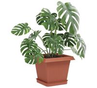 vidaXL Lot de 6 pots de fleurs rouges briques 16 x 16 x 14 cm en plastique, balcon, carré, moderne, durable, léger, pour espaces extérieurs, facile à installer et à entretenir, design élégant
