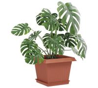 vidaXL Lot de 6 pots de fleurs rouges briques 23 x 23 x 17,5 cm en plastique, balcon, carré, moderne, durable, léger, pour espaces extérieurs, facile à installer et à entretenir, design élégant