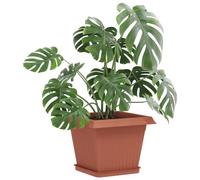 vidaXL Lot de 6 pots de fleurs rouges briques 28,5 x 28,5 x 22 cm, plastique, balcon, carré, moderne, durable, léger, pour espaces extérieurs, facile à installer et à entretenir, design élégant