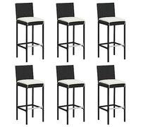 Vidaxl Tabourets De Bar Avec Coussins 6 Pcs Noir Résine Tressée Noir