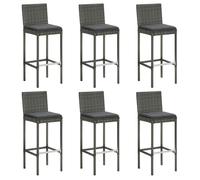 vidaXL Tabourets de bar avec coussins 6 pcs gris résine tressée 362579