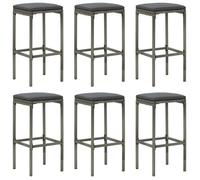 Vidaxl Tabourets De Bar Avec Coussins 6 Pcs Gris Résine Tressée
