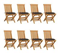vidaXL Lot de 8 Chaises de Jardin avec Coussins, Sièges de Terrasse, Chaises de Balcon, Meubles de Patio Extérieur, Taupe Bois Teck Massif