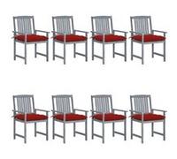 Vidaxl Chaises De Jardin Avec Coussins 8 Pcs Bois D'acacia Solide Gris Gris