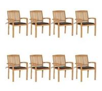 Lot de 2 Chaises de Jardin avec Coussins Siège Crème Bois Teck Massif vidaXL