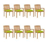 Vidaxl Chaises De Jardin Empilables Avec Coussins 8 Pcs Teck Solide
